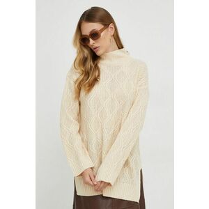 Answear Lab pulover femei, culoarea bej, cu guler imagine