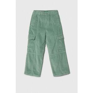 United Colors of Benetton pantaloni din catifea pentru copii culoarea verde, neted imagine