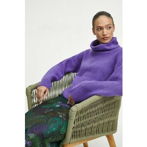 Medicine pulover din amestec de lana femei, culoarea violet, călduros, cu guler imagine