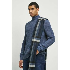 Medicine pulover din amestec de lana barbati, culoarea albastru marin, cu guler imagine