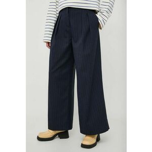 Lovechild pantaloni femei, culoarea albastru marin, lat, high waist imagine