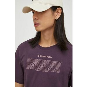 G-Star Raw tricou din bumbac barbati, culoarea violet, cu imprimeu imagine