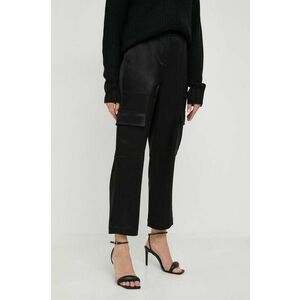 MICHAEL Michael Kors pantaloni femei, culoarea negru, drept, high waist imagine