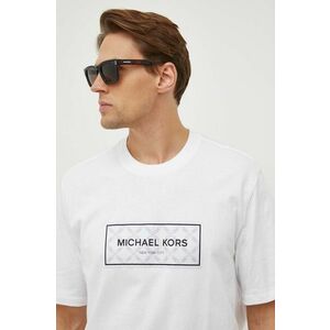 Michael Kors tricou din bumbac barbati, culoarea alb, cu imprimeu imagine