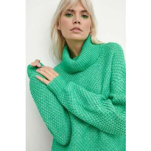 Medicine pulover femei, culoarea verde, călduros, cu guler imagine