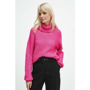 Medicine pulover femei, culoarea roz, călduros, cu guler imagine