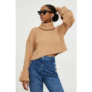 Answear Lab pulover femei, culoarea maro, călduros, cu guler imagine