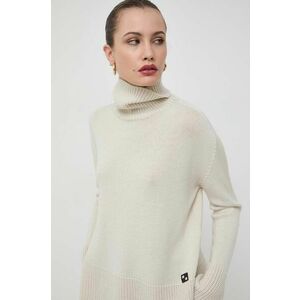 Beatrice B pulover de lana femei, culoarea bej, light, cu guler imagine
