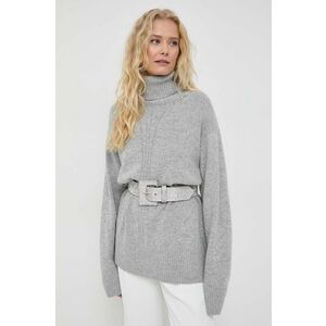 Trussardi pulover din amestec de lana femei, culoarea gri, light, cu guler imagine
