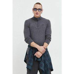 Superdry pulover de lana barbati, culoarea gri, imagine