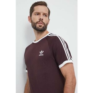 adidas Originals tricou din bumbac barbati, culoarea maro, cu imprimeu imagine