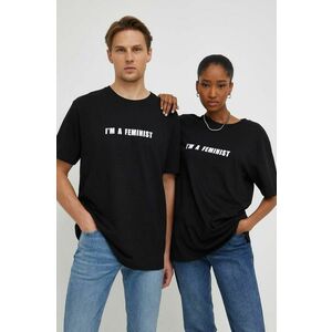 Answear Lab tricou din bumbac culoarea negru, cu imprimeu imagine