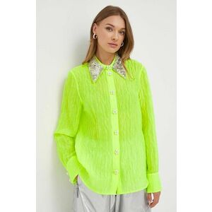 Custommade camasa femei, culoarea verde, cu guler clasic, regular imagine