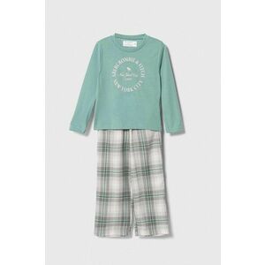 Abercrombie & Fitch pijama copii culoarea verde, modelator imagine