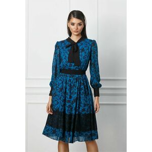 Rochie Dy Fashion albastra cu imprimeu negru imagine