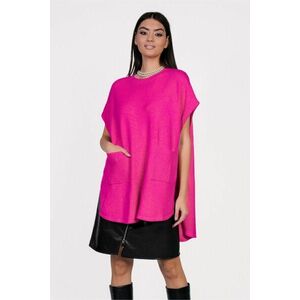 Bluza Mona tip poncho fucsia din tricot cu buzunare imagine