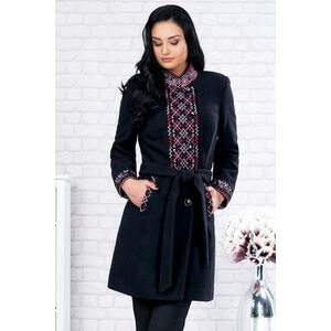 Palton negru cu motive traditionale Viorela imagine