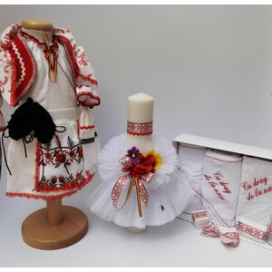 Set Traditional Botez - Costumas fetita Trusou Lumanare 6 imagine