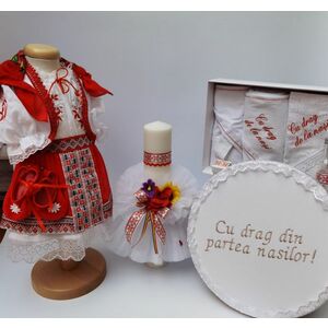 Set Traditional Botez - Costumas fetita Trusou Cutie pentru trusou Lumanare 2 imagine