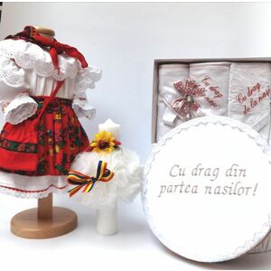 Set Traditional Botez - Costumas fetita Trusou Cutie pentru trusou Lumanare 3 imagine