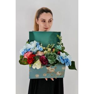 Aranjament floral , Cufar cu Flori albastre , mare! imagine