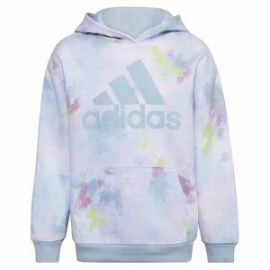 Imbracaminte Fete adidas Kids All Over Print Fluidity Cotton Hooded Pullover (Big Kids) Light Blue imagine
