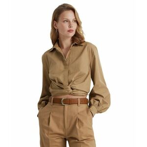 Imbracaminte Femei LAUREN Ralph Lauren Twist-Front Broadcloth Cropped Shirt Classic Camel imagine