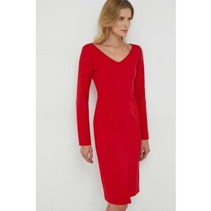 Sisley rochie culoarea rosu, midi, drept imagine