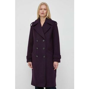 Morgan palton din lana culoarea violet, de tranzitie, cu doua randuri de nasturi imagine