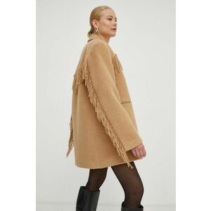 Herskind palton din lana culoarea maro, de tranzitie, oversize imagine