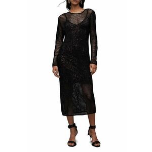 AllSaints rochie Rosalie culoarea negru, midi, drept imagine