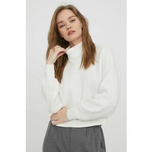 Hollister Co. pulover femei, culoarea alb, cu turtleneck imagine
