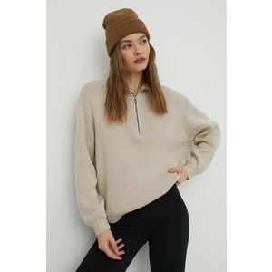 Hollister Co. pulover femei, culoarea bej imagine