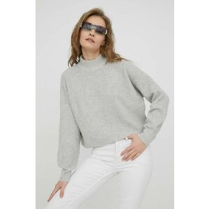 Hollister Co. pulover femei, culoarea gri, light, cu turtleneck imagine