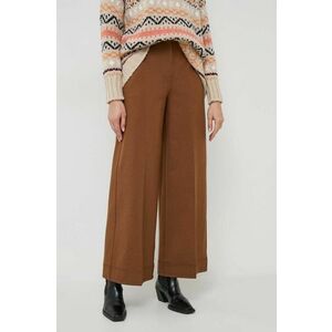 MAX&Co. pantaloni femei, culoarea maro, lat, high waist imagine