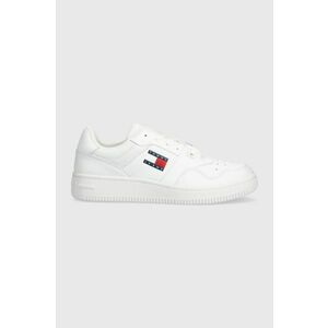Tommy Jeans sneakers din piele TJM RETRO BASKET ESS culoarea alb, EM0EM01395 imagine