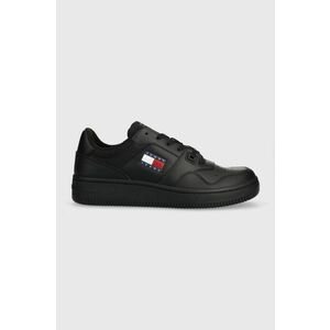 Tommy Jeans sneakers din piele TJM RETRO BASKET ESS culoarea negru, EM0EM01395 imagine