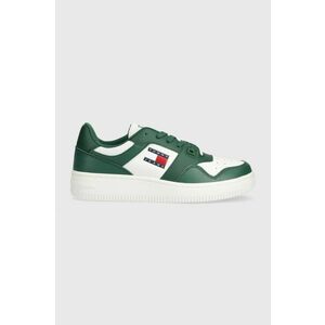 Tommy Jeans sneakers din piele TJM RETRO BASKET ESS culoarea verde, EM0EM01395 imagine