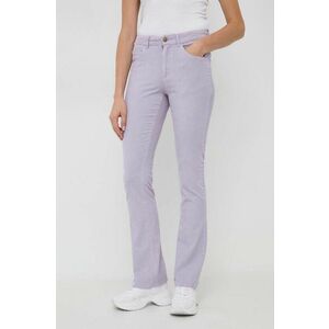MAX&Co. pantaloni de catifea cord Milady culoarea violet, evazati, medium waist imagine