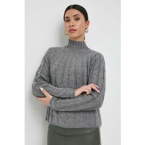 Marella pulover de lana femei, culoarea gri, light, cu turtleneck imagine