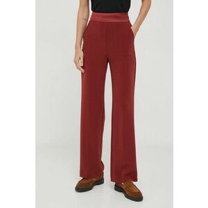 United Colors of Benetton pantaloni femei, culoarea bordo, lat, high waist imagine