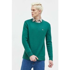 Tommy Jeans pulover de bumbac culoarea verde DM0DM18370 imagine