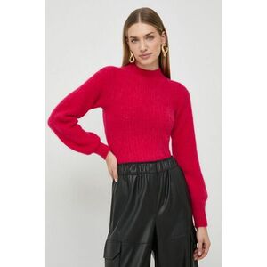 Marella pulover de lana femei, culoarea roz, călduros, cu turtleneck imagine