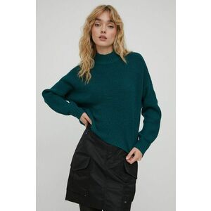 Hollister Co. pulover femei, culoarea verde, cu turtleneck imagine