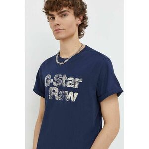 G-Star Raw tricou din bumbac barbati, culoarea albastru marin, cu imprimeu imagine