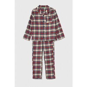 United Colors of Benetton pijamale de bumbac pentru copii culoarea bordo, modelator imagine