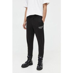 Tommy Jeans pantaloni de trening din bumbac culoarea negru, cu imprimeu imagine