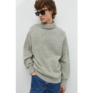 Les Deux pulover de lana barbati, culoarea gri, cu guler imagine