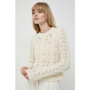 Marella pulover de lana femei, culoarea bej, călduros imagine