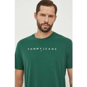 Tommy Jeans tricou din bumbac bărbați, culoarea verde, cu imprimeu DM0DM17993 imagine